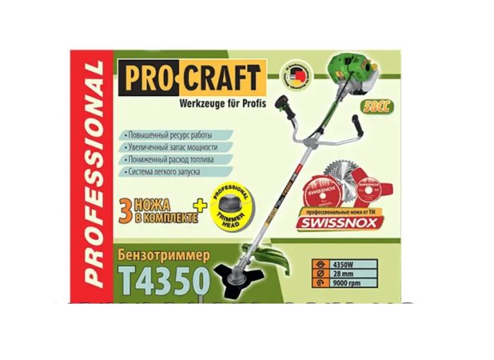 Бензокоса PRO KRAFT T4350 PRO 4,3кВт+3ножа