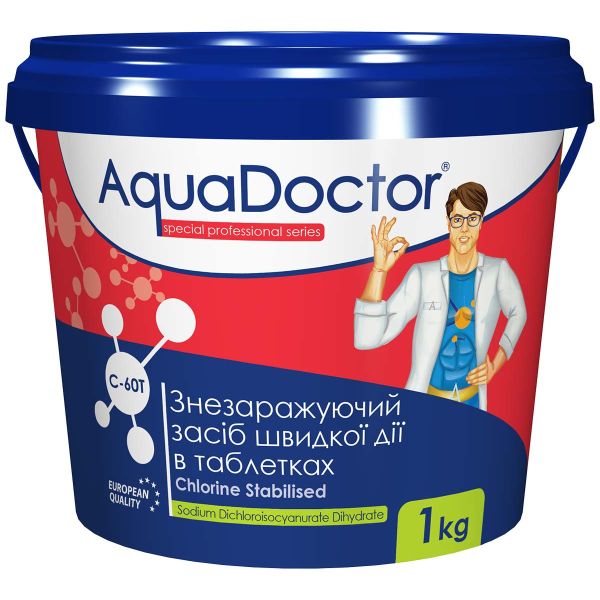 Хлор-ШОК AquaDoctor C-60T в пігулках 0,9кг