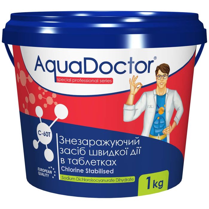 Хлор-ШОК AquaDoctor C-60T в пігулках 1кг