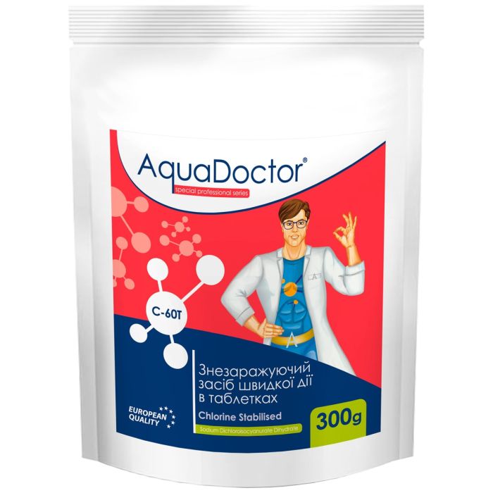 Хлор-ШОК AquaDoctor C-60T в пігулках 0.3кг