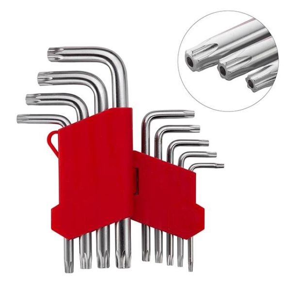 Набір ключів Г-подібних TORX з отворами 9шт, Т10-Т50 HT-0604