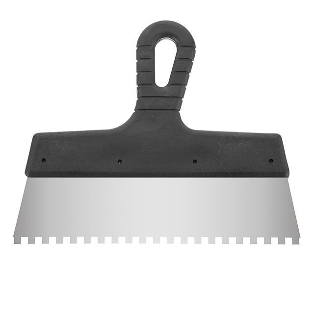 Шпатель нержавійка з пл.ручкою 250мм зуб 6х6мм КТ-2256