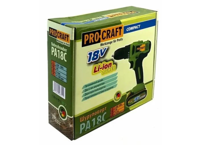 Шуруповерт акумуляторний PRO-CRAFT РА-18C compakt,шт (РОЗПРОДАЖ)