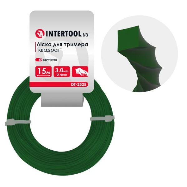 Лiска для тримера "квадрат" кручена, 2.7 мм x 15 м INTERTOOL DT-2319