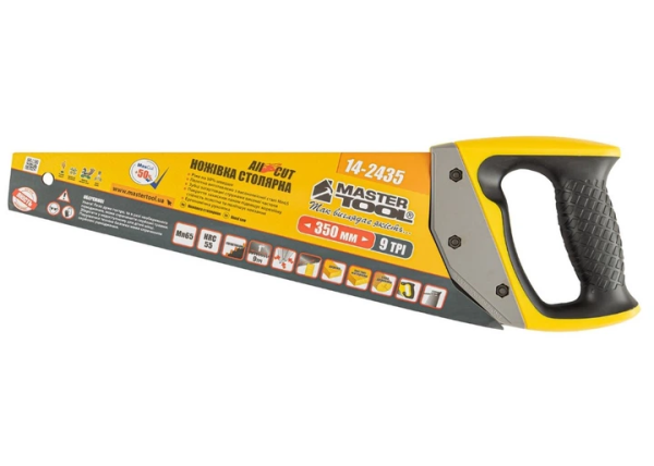 Ножівка столярна MASTERTOOL BLACK ALLIGATOR 350мм загартов зуб,3D заточка тефлон.покриття