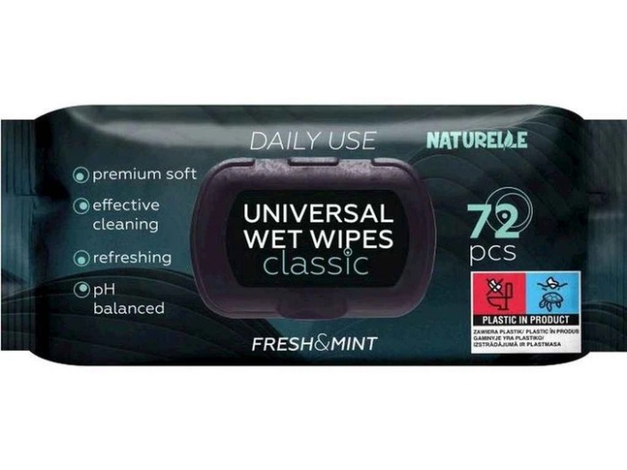 Серветки вологі NATURELLE Classic чорні 72шт\уп